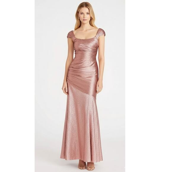 Theia Santana Scoop Neck Gown 2 Pink NEW - Picture 2 of 12